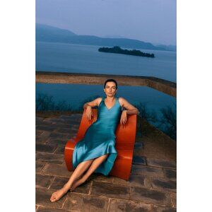 Zara Womens Midi Dress XS Blue Turquoise Midi Satin Sleeveless 2770/399 NWT